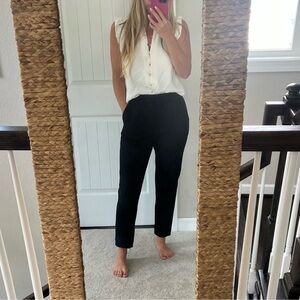 Vince black wool blend drawstring trousers pants black tapered casual work basic